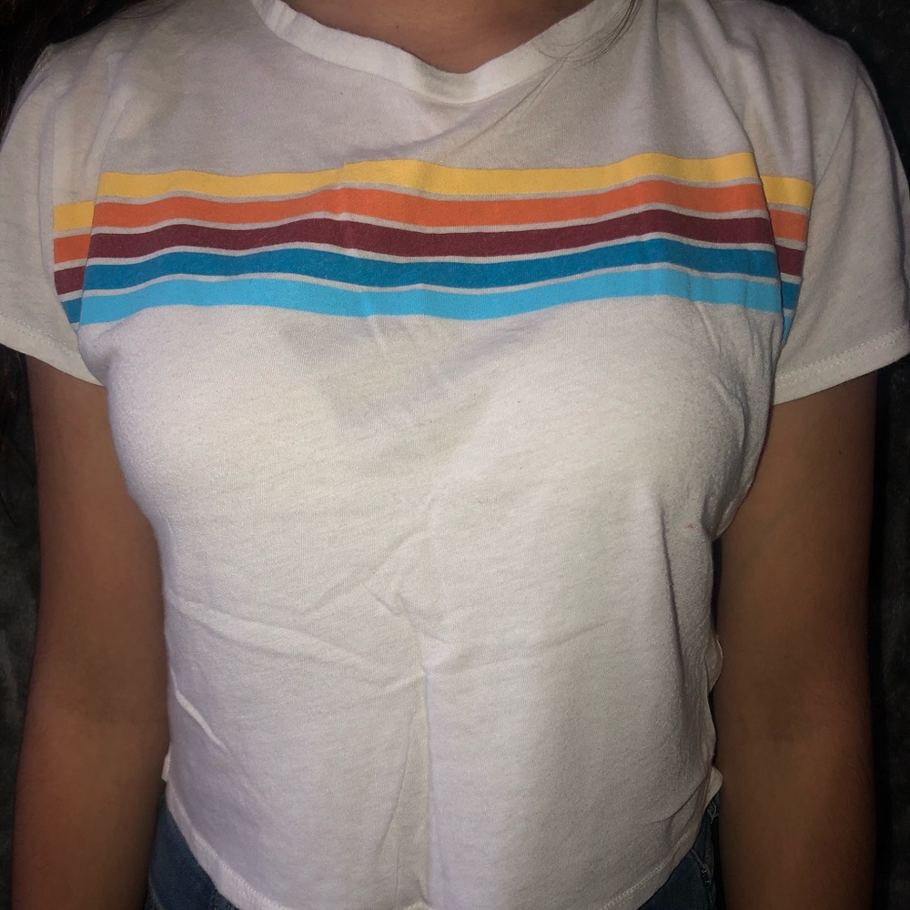 white stripped crop top